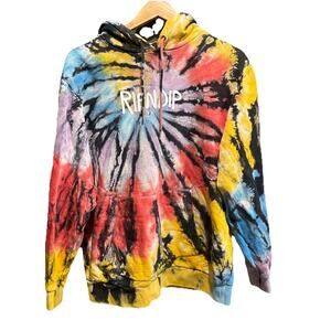 RIPNDIP Multicolor Tie Dye Men's Cotton Hoodie Sweatshirt Size Medium‎